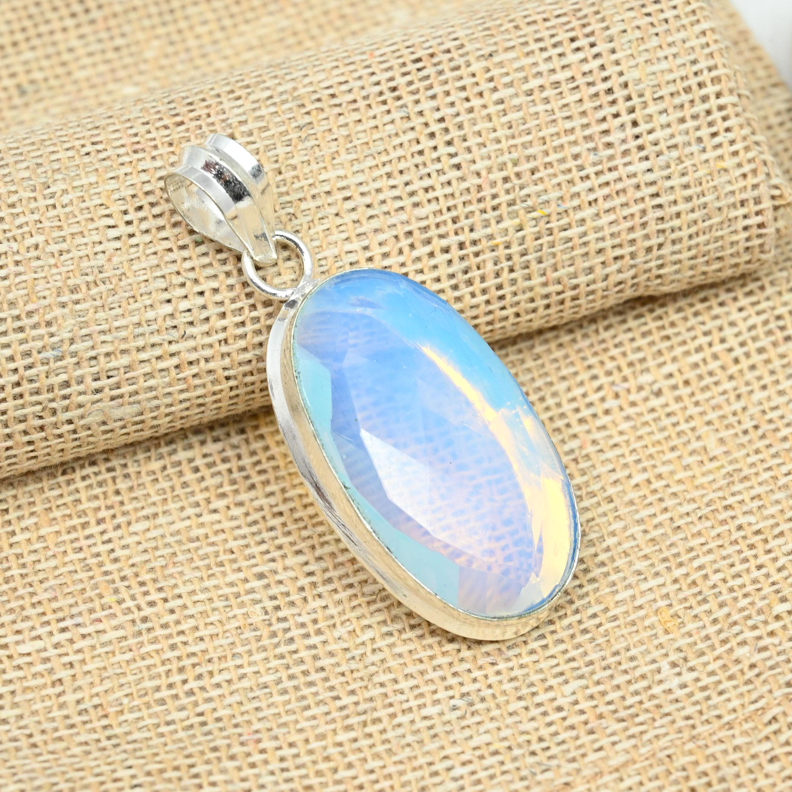 Milky Opal Wonderful Gemstone Solid 925 Silver Jewelry Handmade Pendant For Her