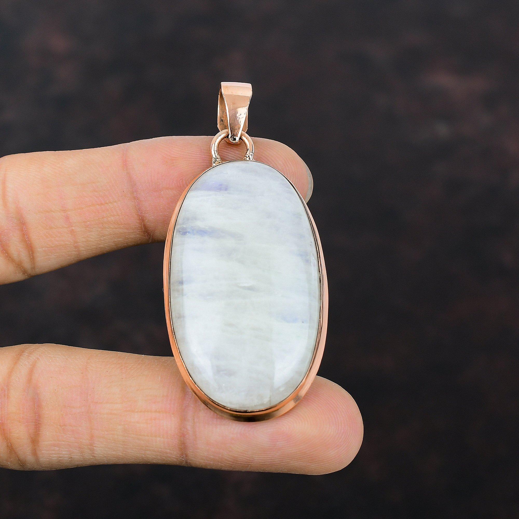 Rainbow Moonstone Pendant Copper Pendant Handmade Pendant Genuine Gemstone Pendant Rainbow Moonstone Jewelry Gift For Mother Copper Jewelry