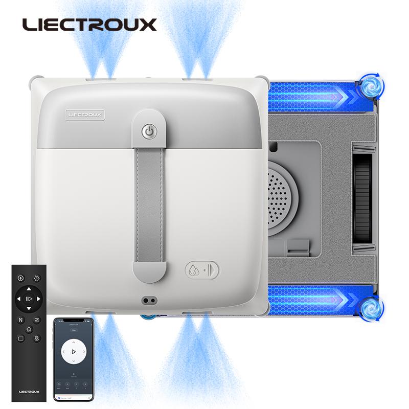 Window Cleaning Robot Liectroux G9, 2 Vibrating Bionic Arms, 8-way Water Pump spray,10000Pa,frameless Works,app,voice Prompts