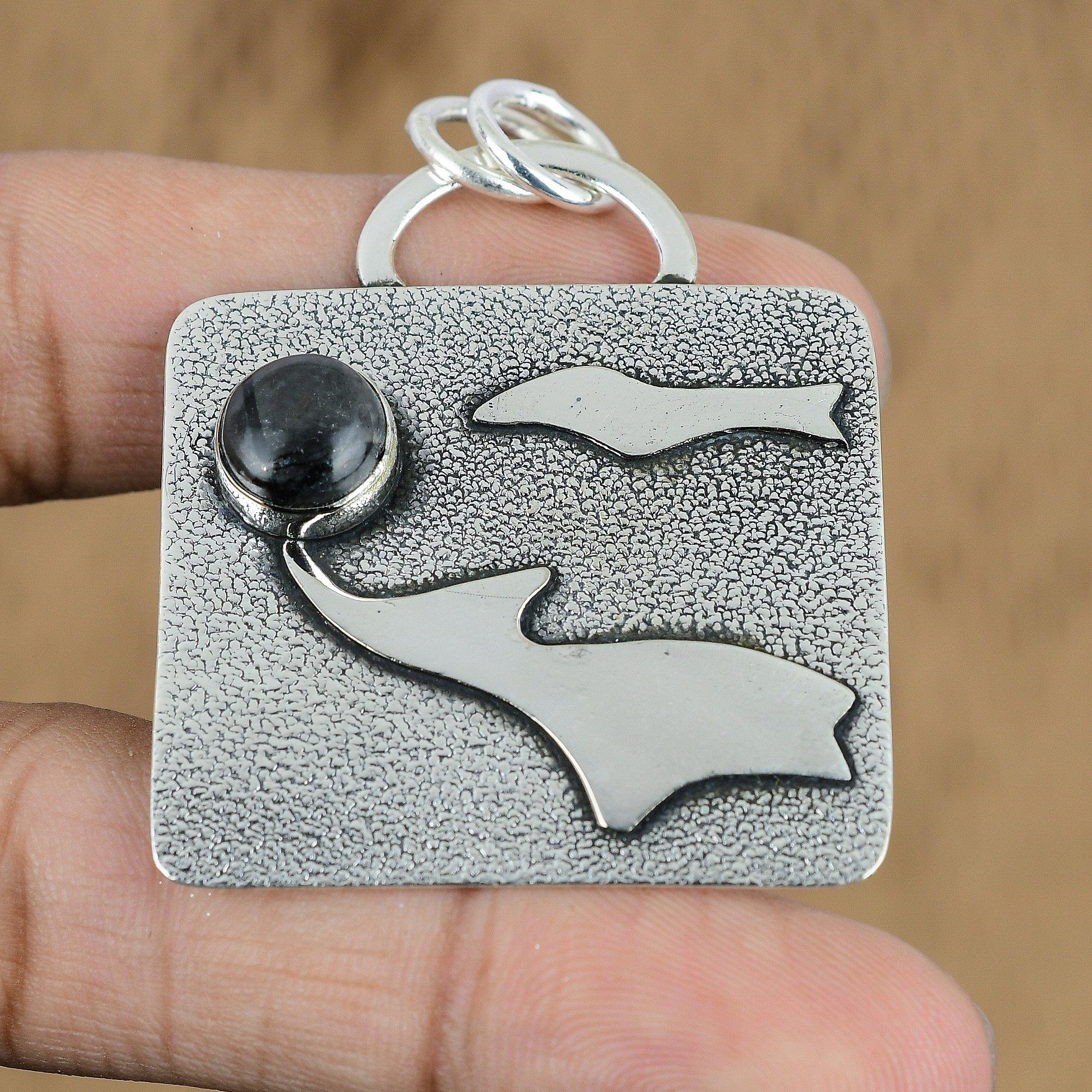 Wedding Gift For Her 925 Sterling Silver Natural Picasso Jasper Gemstone Pendant