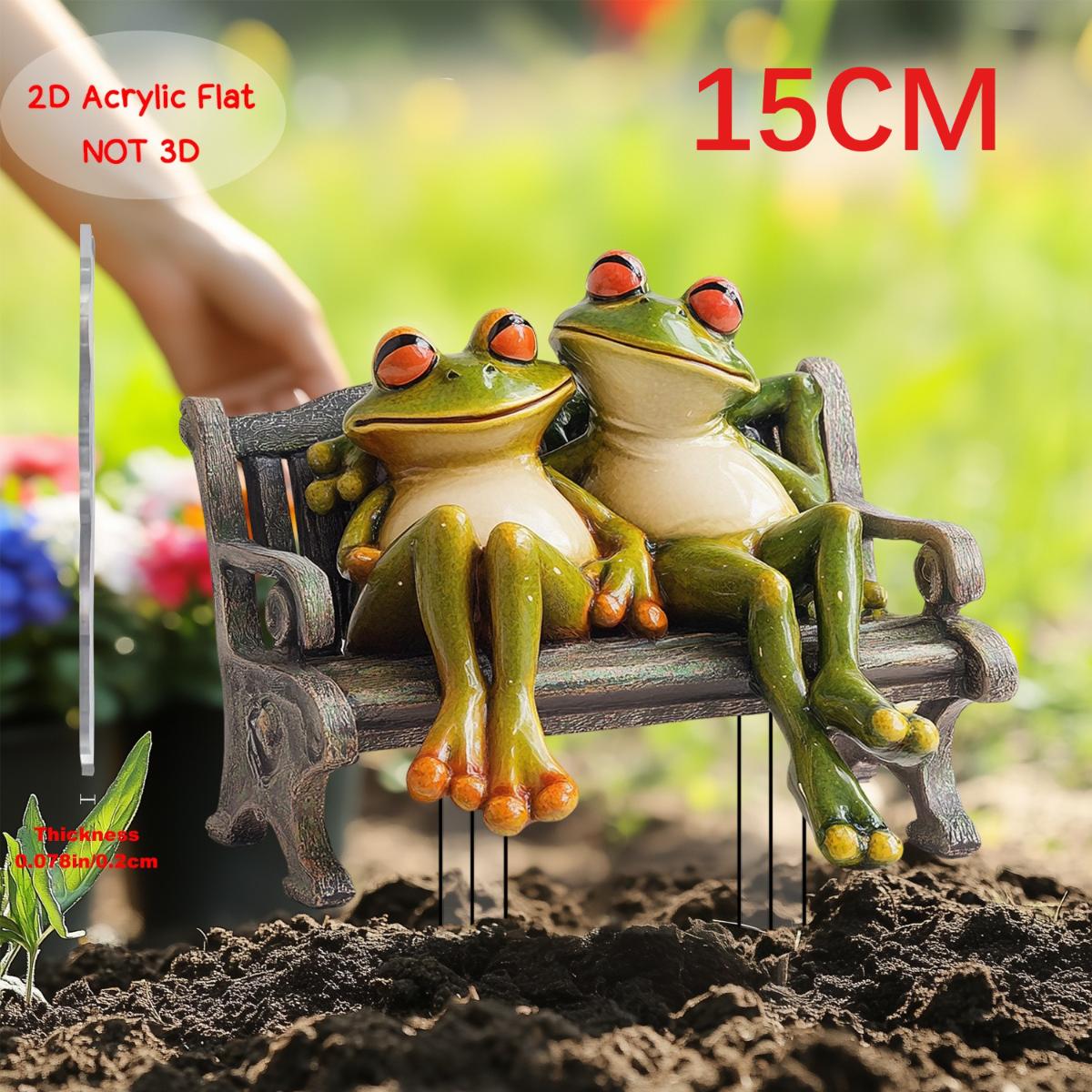 2D Acryl Frosch Dekoration im Vintage-Stil, Gartendekoration für die Bank, Realistischer Touch für Hof & Rasen