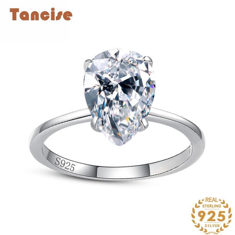 Tancise Bague classique en argent Sterling 925 et Zircon, bijoux pour dames, cadeau de fête de promesse de mariage