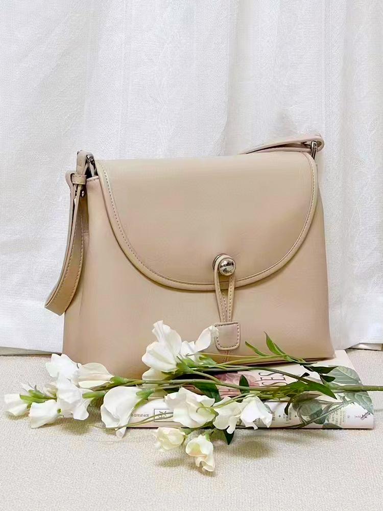 Zency Silver Bag 2024 Women 100% Genuine Leather Handbag Large Pocket Square Bag