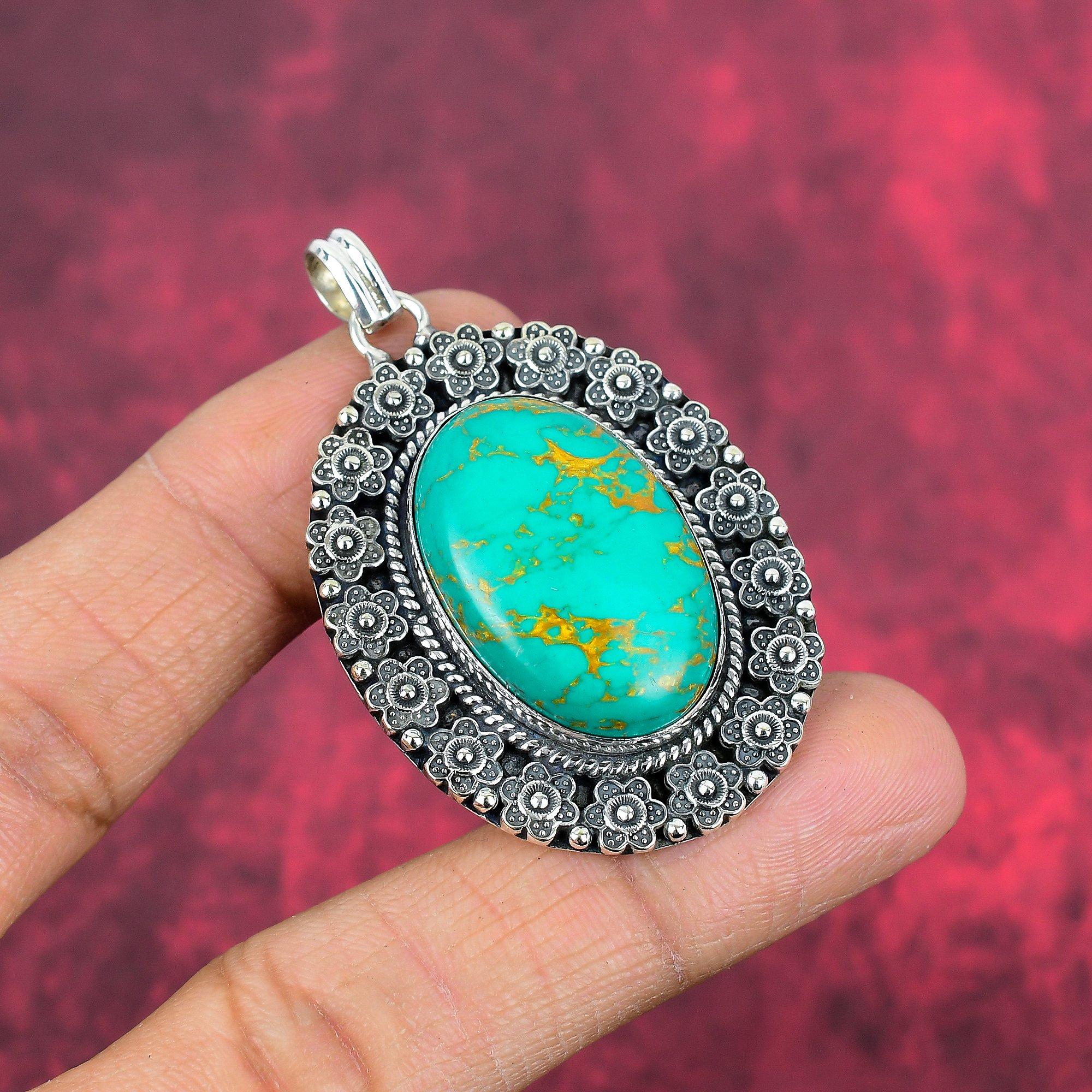 Arizona Türkis Anhänger, 925 Sterling Silber Anhänger Schmuck, handgefertigter Anhänger Edelstein Schmuck für Thanksgiving