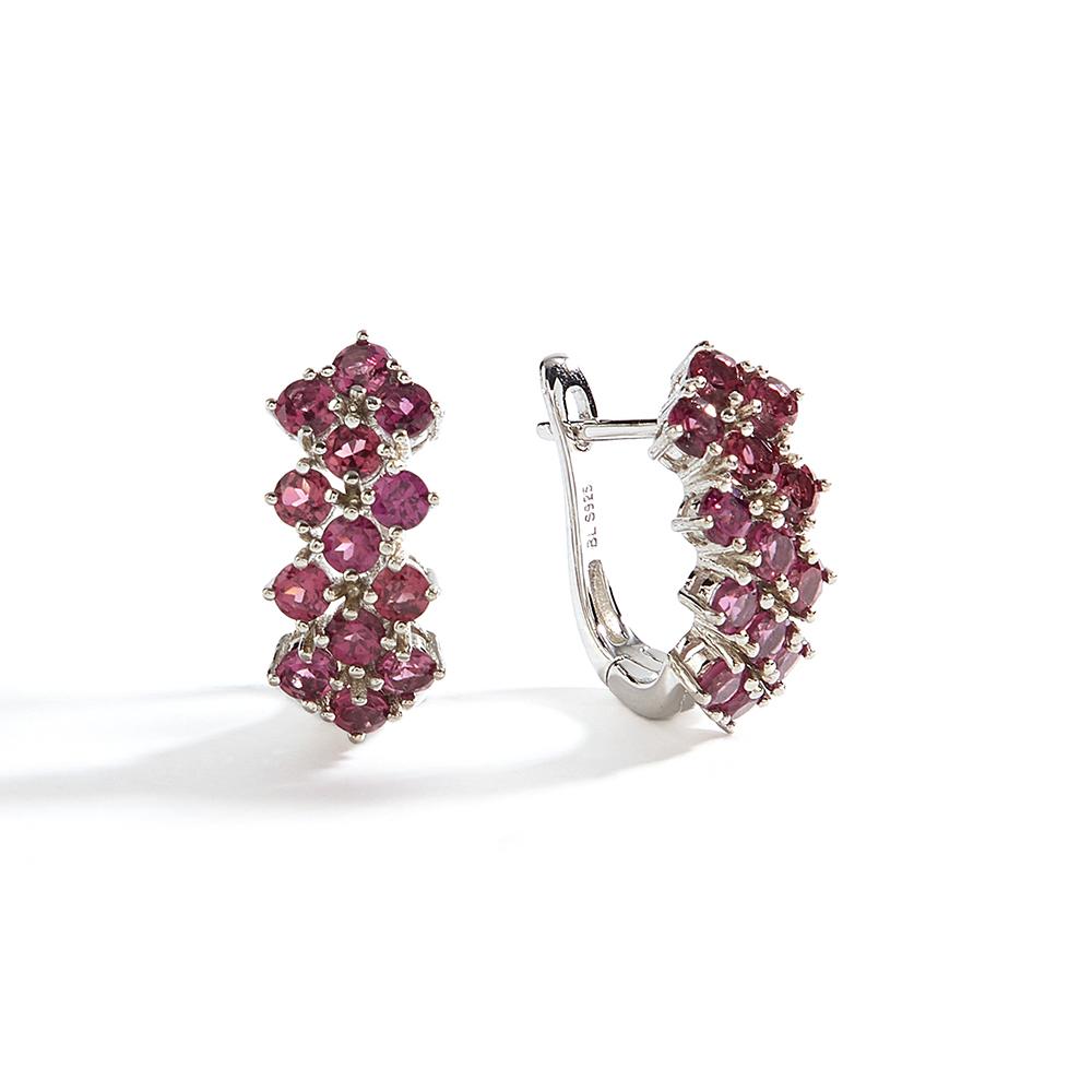 Cercei cu închizătoare pentru femei, lux ușor, Granat Rodolit rotund natural 3,0 mm, argint sterling 925, bijuterii fine pentru petrecere, banchet