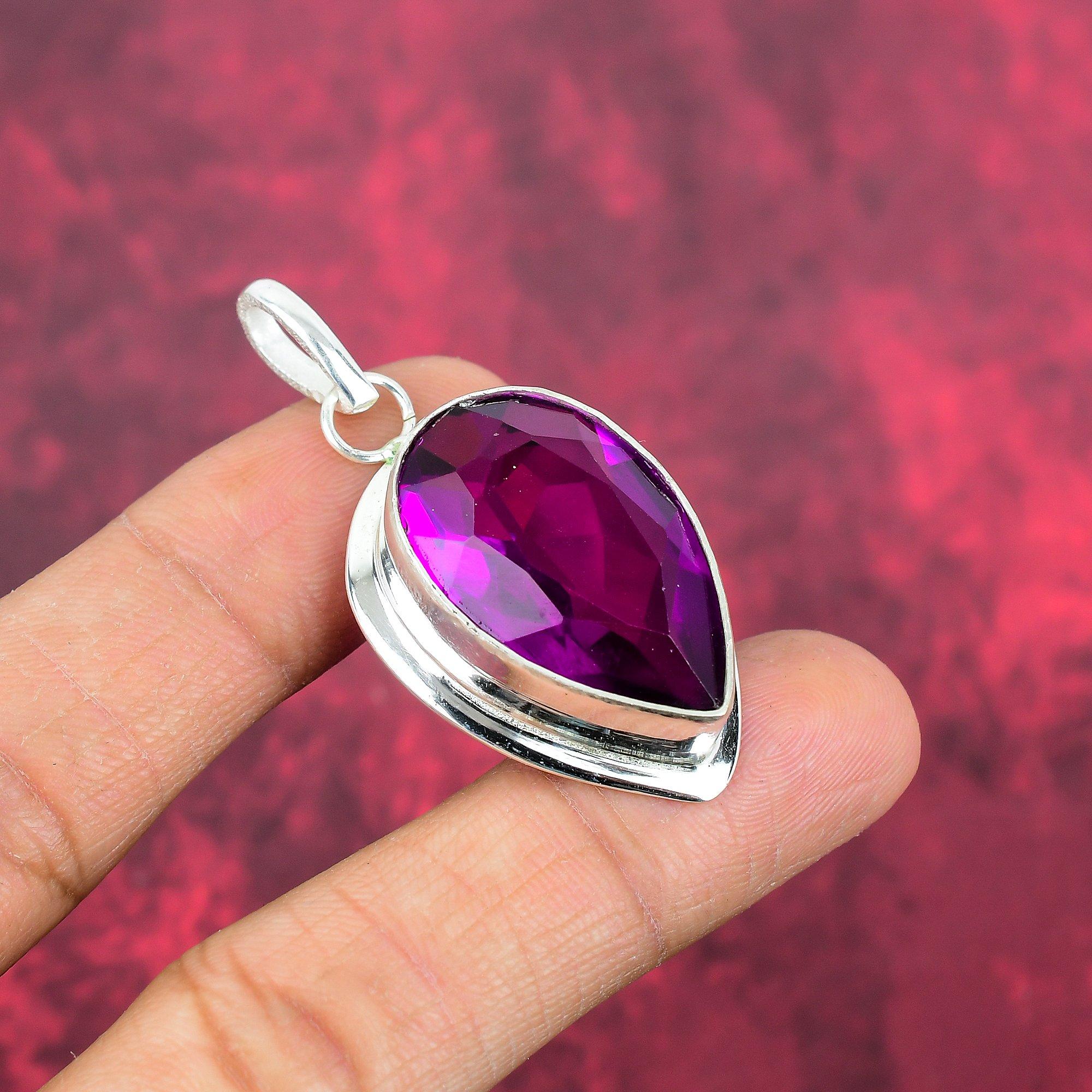 Pink Amethyst Pendant, Handmade Gemstone Pendant, 925 Sterling Silver Pendant Unique Design Jewelry