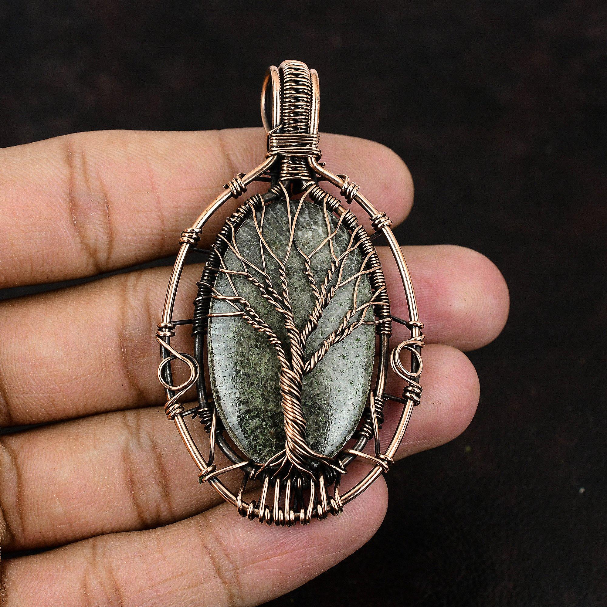 Tree Of Life Stingray Coral Pendant Copper Wire Wrapped Pendant Gemstone Handmade Jewelry Dainty Pendant Stingray Coral Jewelry Gift For Him