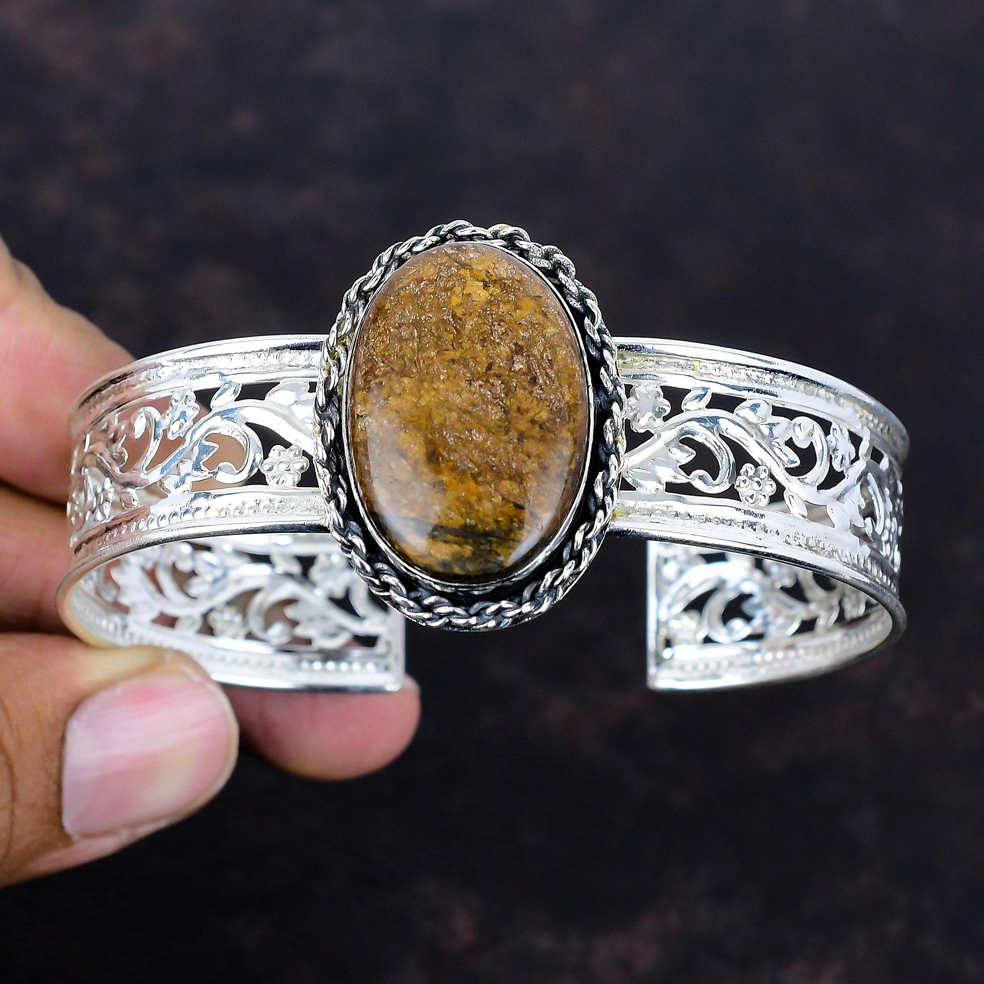 Bronzit Manschettenarmband 925er Sterling Silber Armreif Edelstein Schmuck verstellbarer Armreif Designer Manschettenarmband handgefertigter Schmuck Geschenke für Frauen