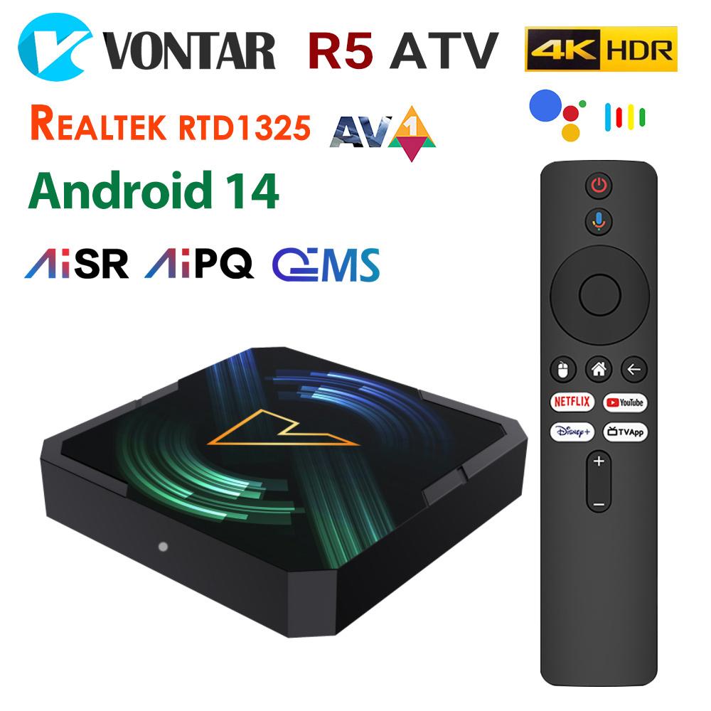 VONTAR R5 ATV Android14 Smart TV Box Realtek1325 Support AI-PQ AI-SR HDR10+ Wifi6 Set Top Box