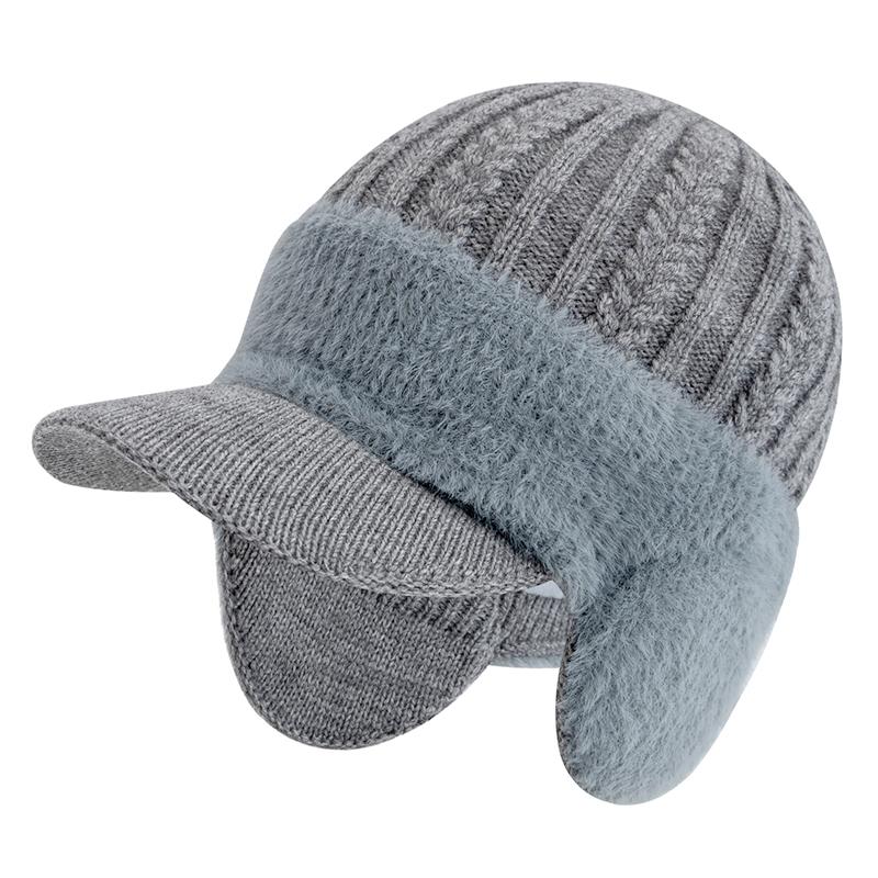 New Plush Fur Lined Winter Hat With Earflap Fashion Faux Fur Beanie Hats Men Outdoor Keep Warm Cap Hat Father Warm Gift