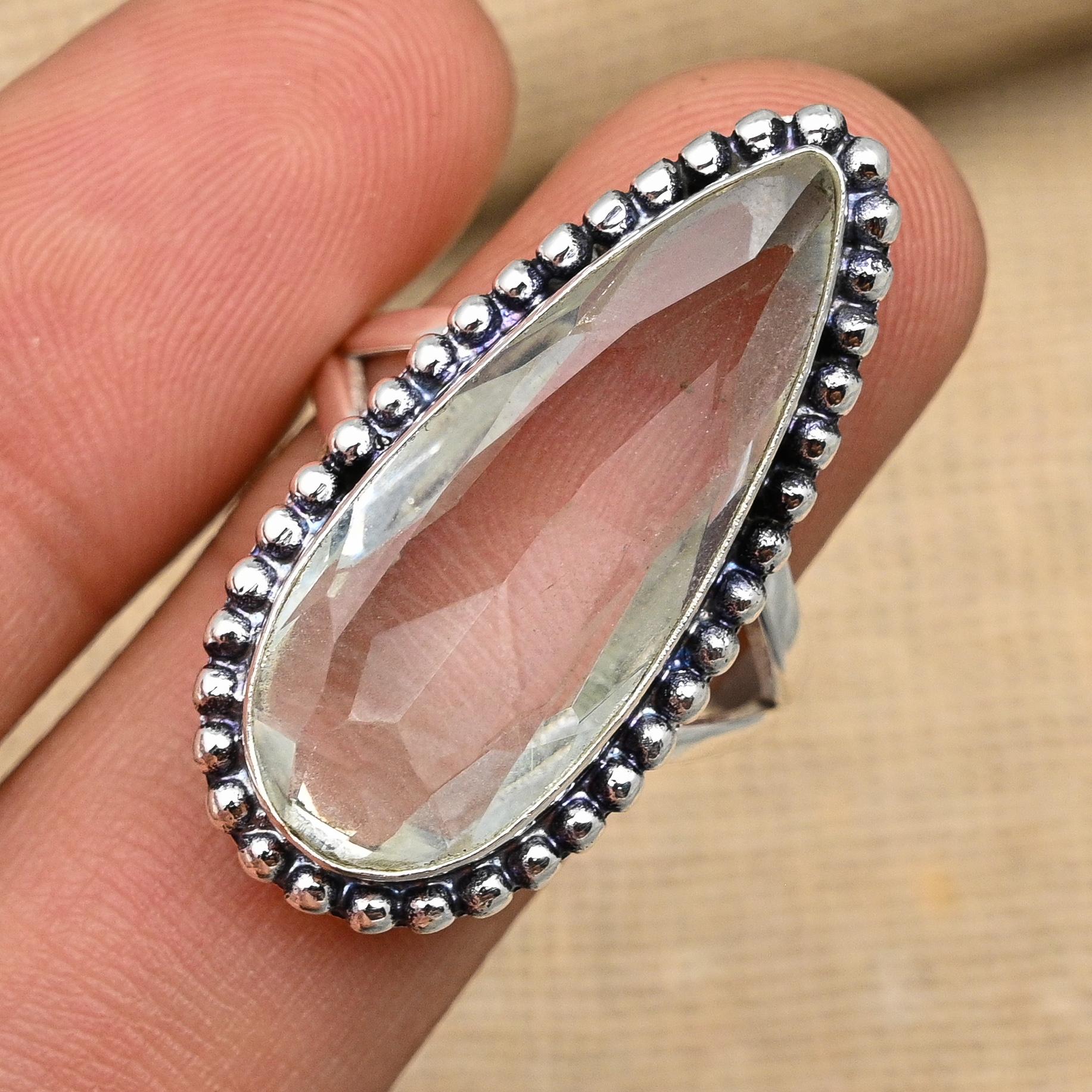 Beautiful White Topaz Gemstone Handmade 925 Sterling Silver Ring Jewelry