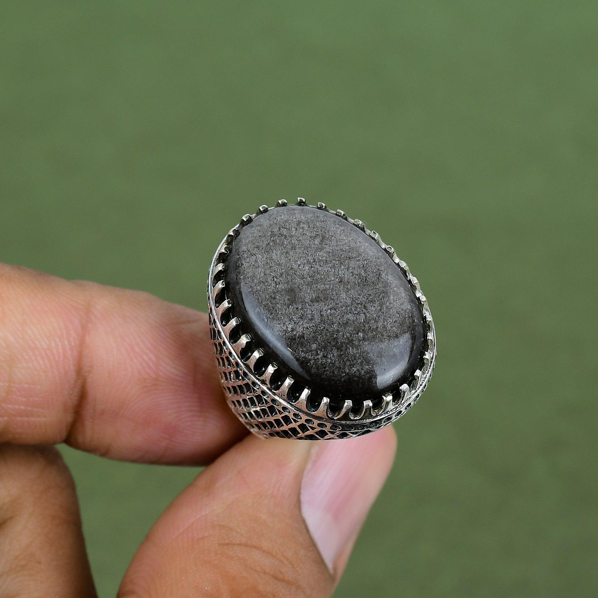 Silberglanz Obsidian Ring 925er Sterling Silber Ring Handgefertigter Schmuck Edelsteinring Einzigartiger Ring Für Sie Geschenke Für Ehefrau Erhältlich In Ringgröße