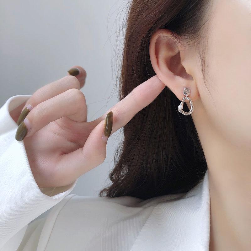 ANENJERY Unregelmäßige Perlen-Tropfenohrringe für Damen, geometrische Barock-Ohrringe, Party-Schmuck