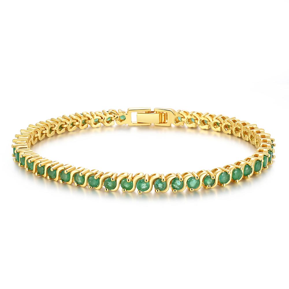 Exquisite Natural Emerald Bracelet, 18k Gold Plating Over S925 Silver Natural Gemstone Fine Jewelry Suitable for Party Occasions
