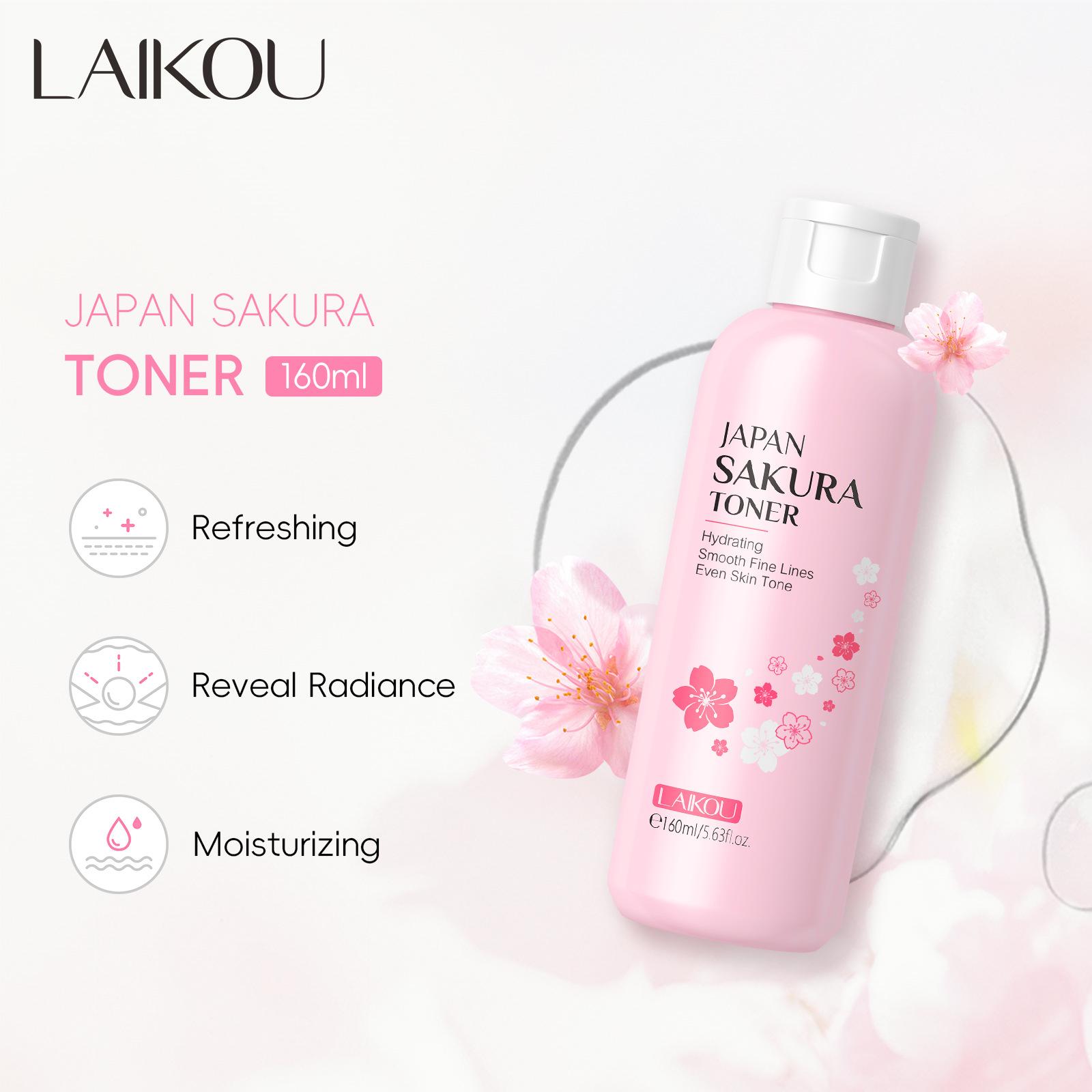 Toner LAIKOU Sakura, Folosit pentru Uniformizarea Tonului Pielii, Albire și Reducerea Petelor, 160ml