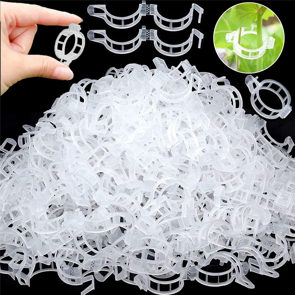 100/300-Piece Plant Support Clip Set – 3x0.9cm Garden Trellis Clips For Tomatoes, Cucumbers, Roses, Vines – Hollow Design, Reusable