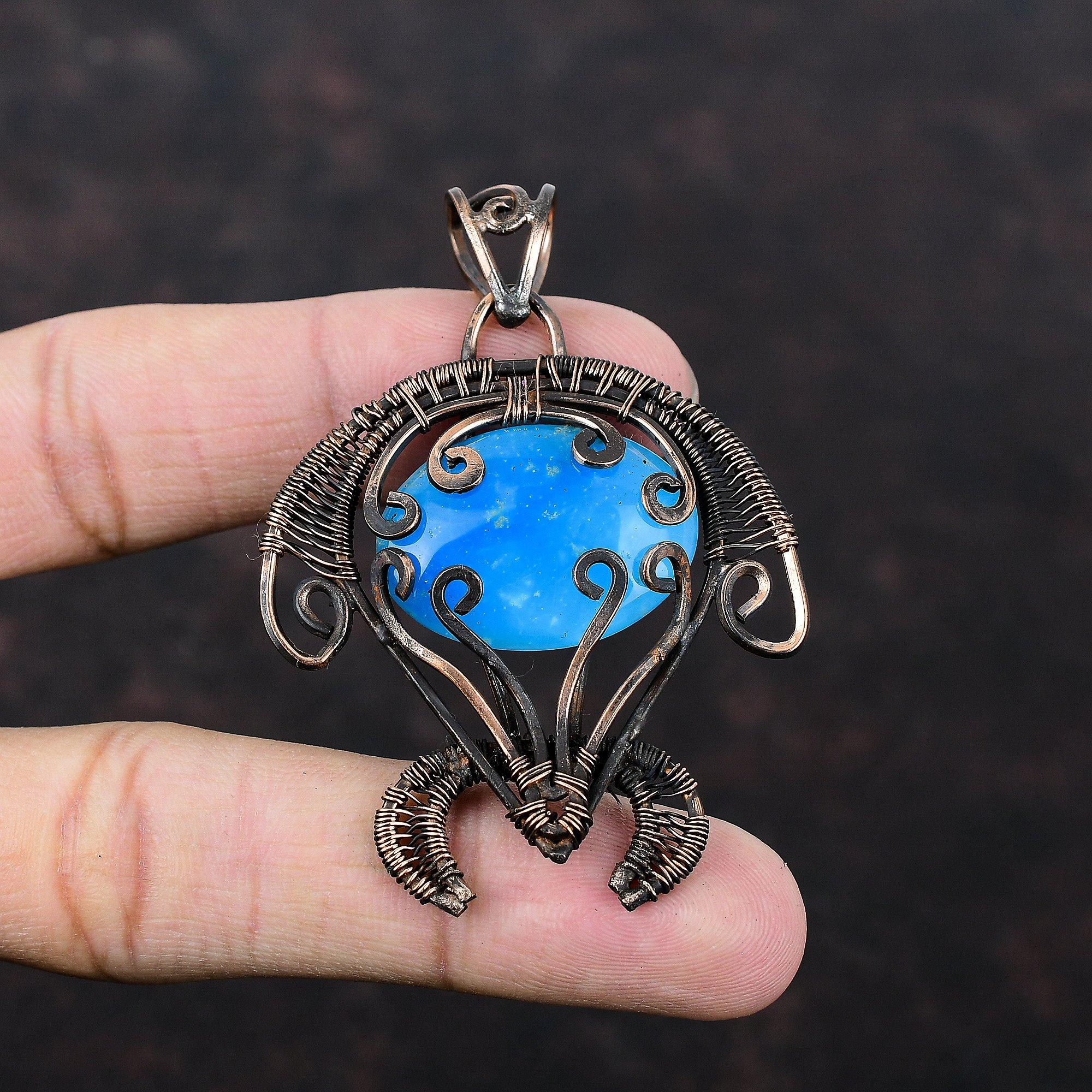 Smithsonite Pendant Copper Wire Wrapped Pendant Copper Jewelry Gemstone Pendant Handmade Tortoise Pendant Wire Wrapped Jewelry Wedding Gift