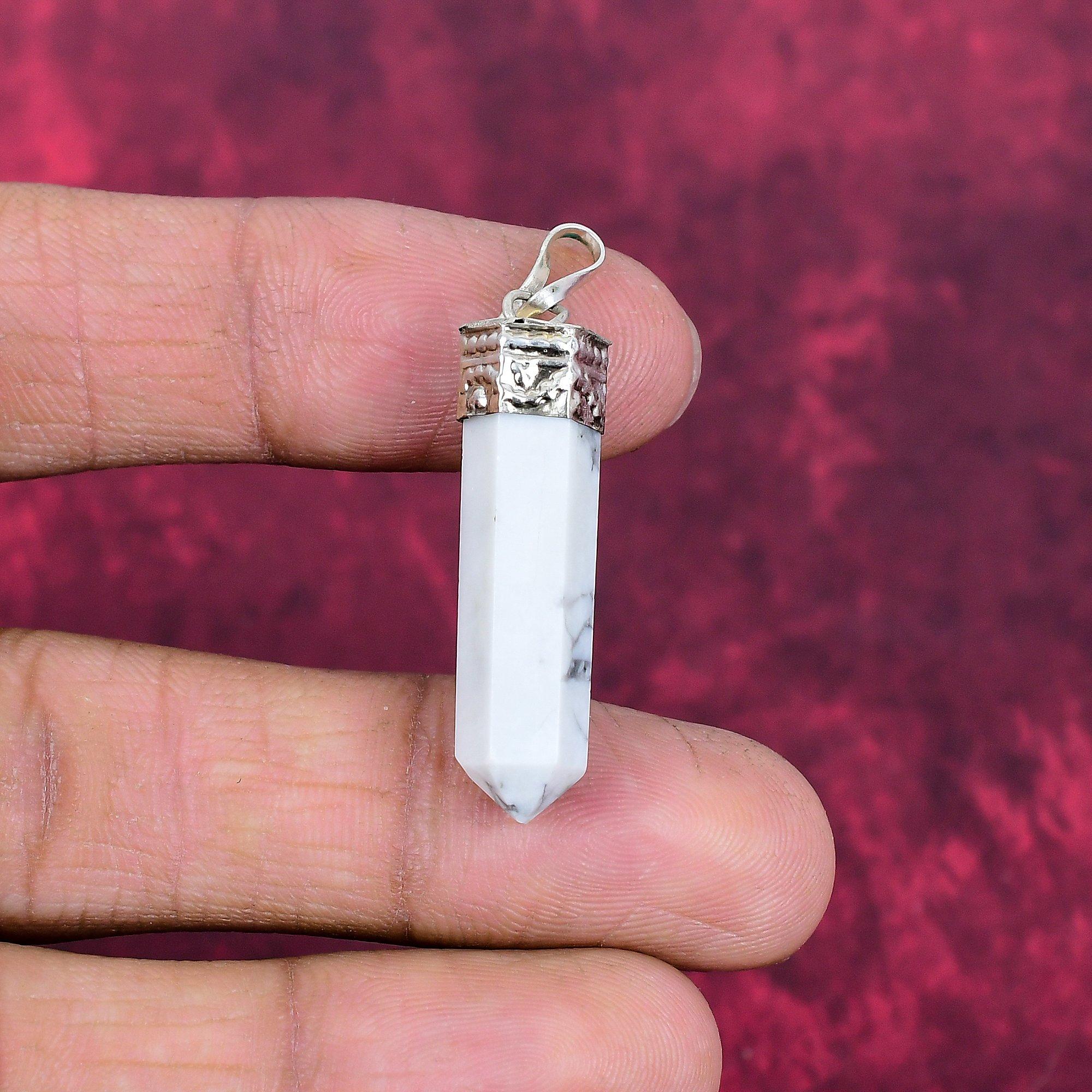 Howlith Anhänger, 925 massives Sterlingsilber Schmuck, Edelsteinanhänger, Geschenk für sie Handgefertigter zierlicher Schmuck