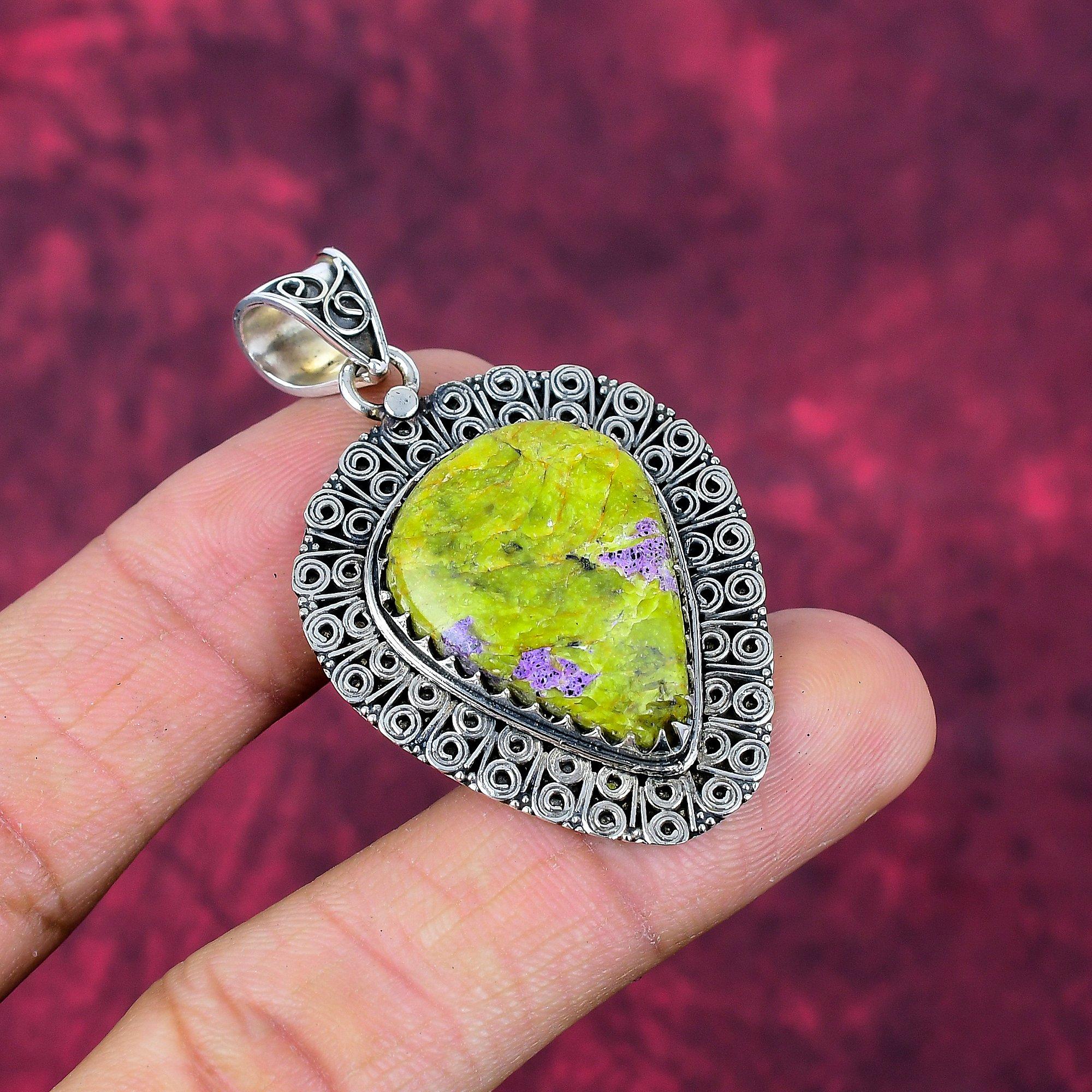 Stichitite 925 Solid Sterling Silver Pendant, Handmade Gemstone Pendant Jewelry, Gifts For Wife Brand New Pendant