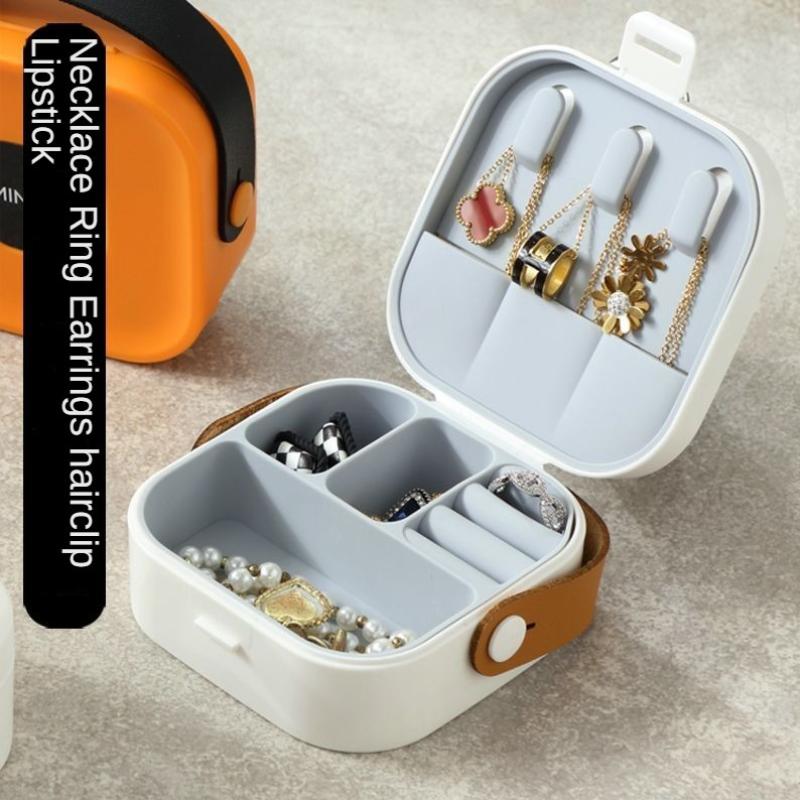 Portable Jewelry Box Ring Ornament Necklace Lipstick Compartment Multi-Functional Storage Box Cute Niche Portable