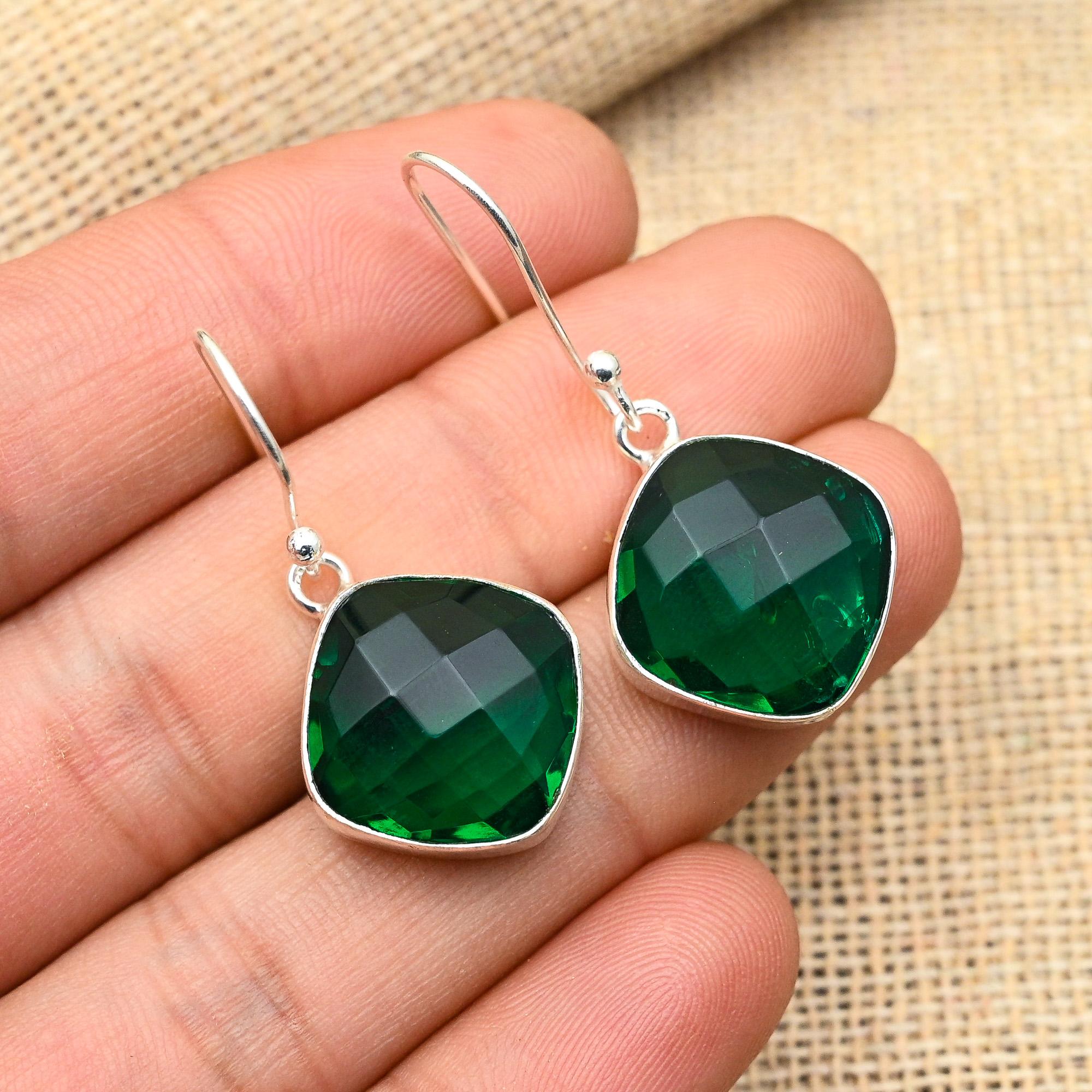 Charming Chrome Diopside Gemstone 925 Sterling Silver Jewelry Handmade Earrings For Women