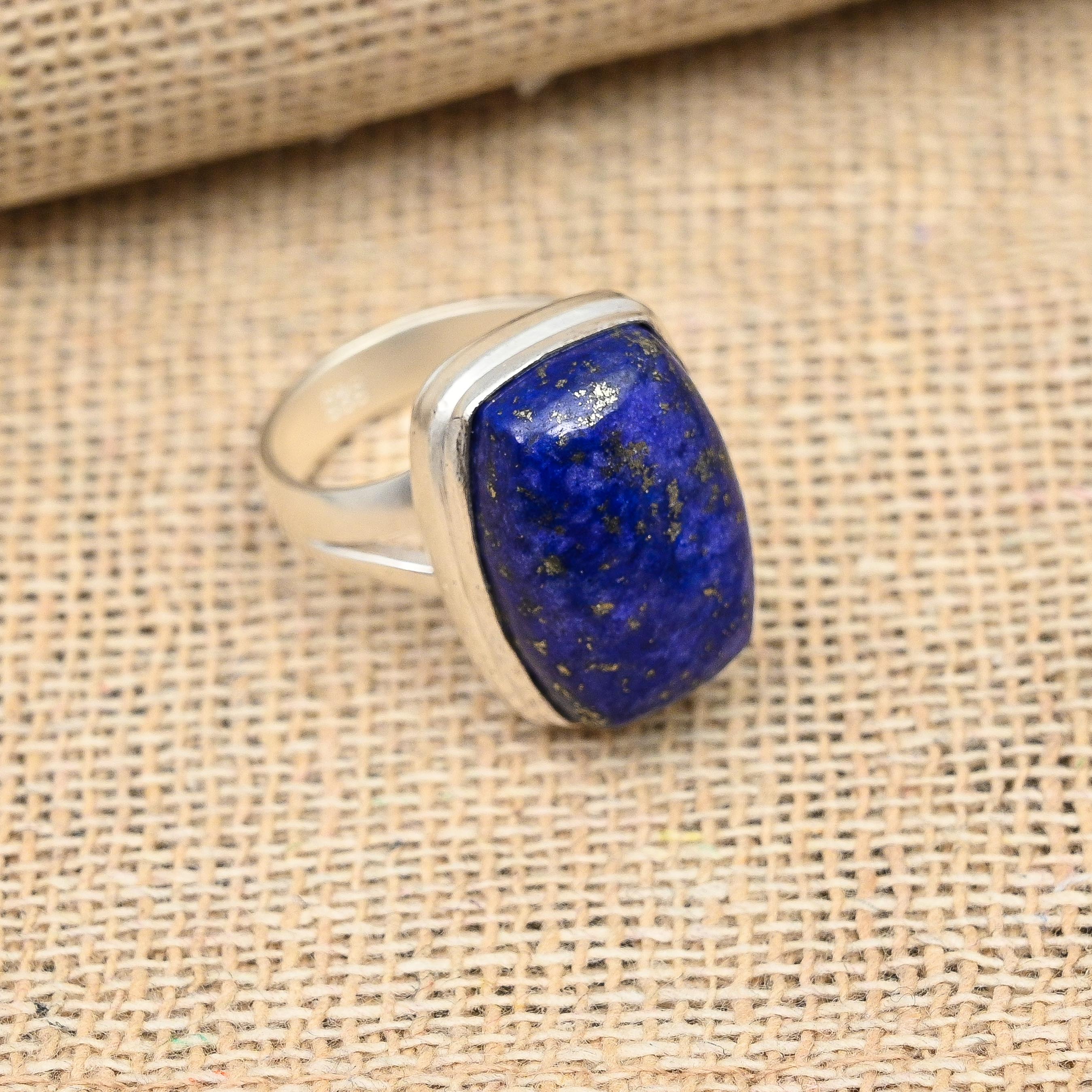 Anello in argento sterling 925 fatto a mano con pietra preziosa di lapislazzuli per il Ringraziamento