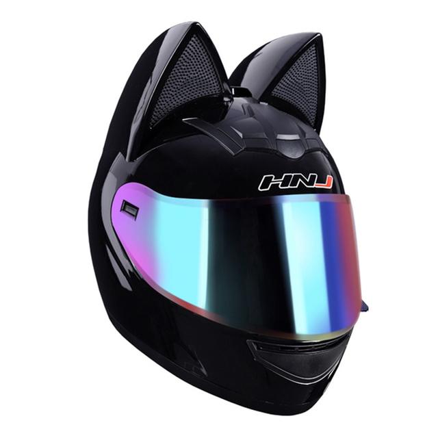 Casque Moto Intégral Avec Oreilles De Chat – Respirant Et Amovible – Neuf