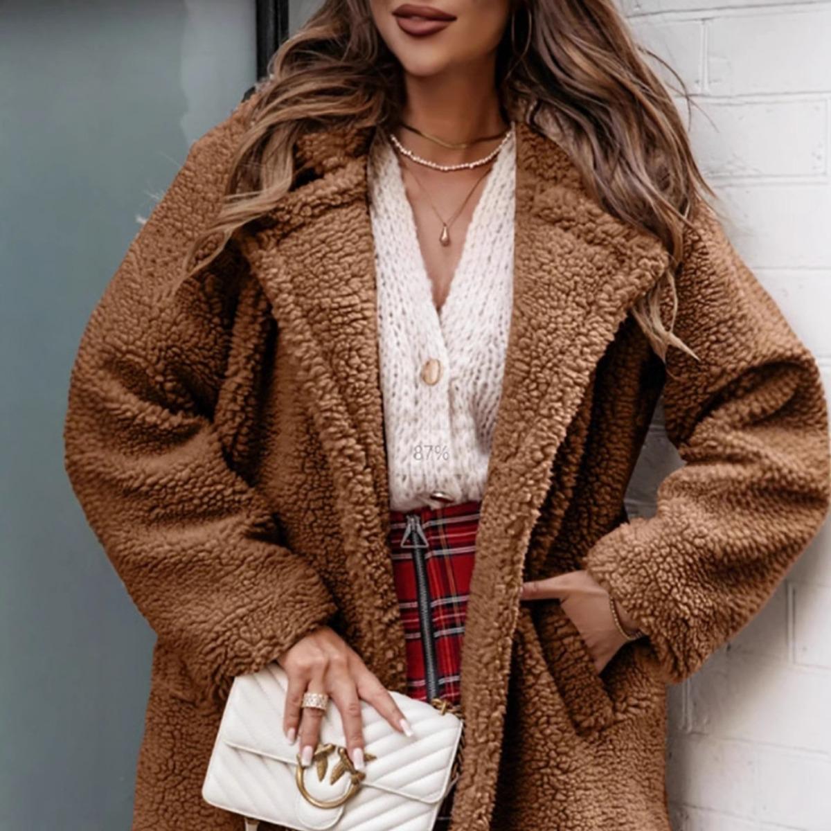 Women's Clothing, Plush, Long Sleeved, Collared Jacket, Casual Jacket, Top
