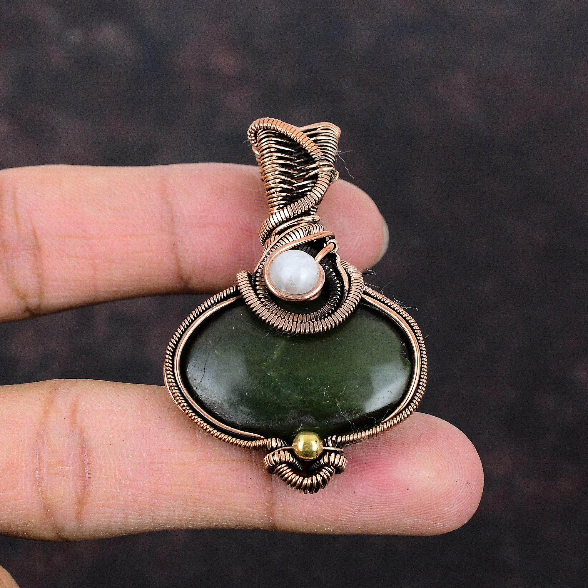 Vasonite Pendant Copper Wire Wrapped Gemstone Pendant Handmade Rainbow Moonstone Pendant Dainty Copper Jewelry Gift For Her Vasonite Jewelry