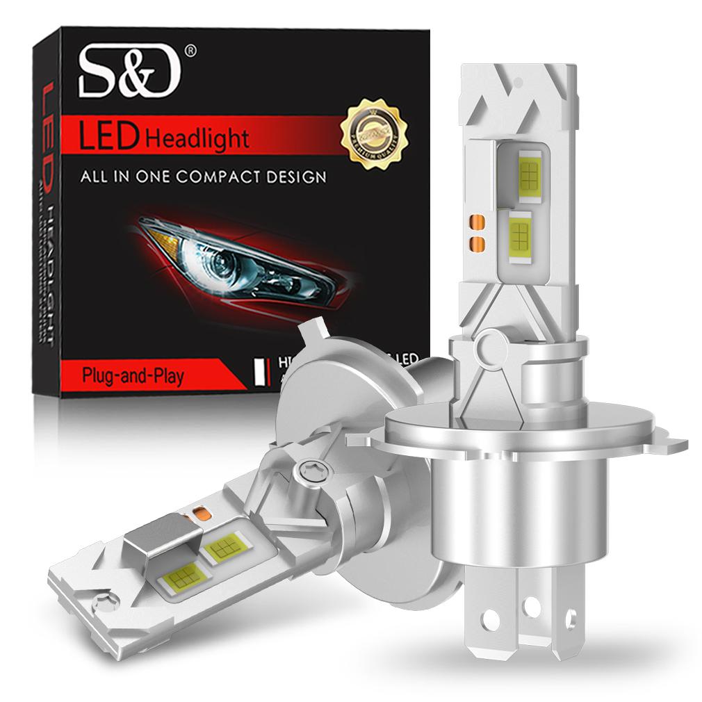 2Pcs 9003 H4 LED Headlight Bulbs High and Low Beam Canbus Fanless Head Light for Car Motorcycle Super Bright Automotive Headlamp Plug&Play 6000K White