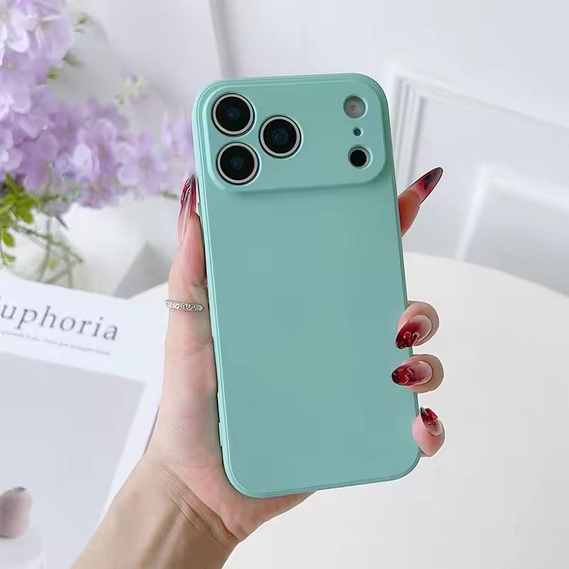 Square Square Liquid Silicone Phone Case for iPhone 17 Air 16 15 14 11 Pro Max Plus 12 13 mini XR Xs 7/8 SE 16E trataLuxury Camera Protective Cover