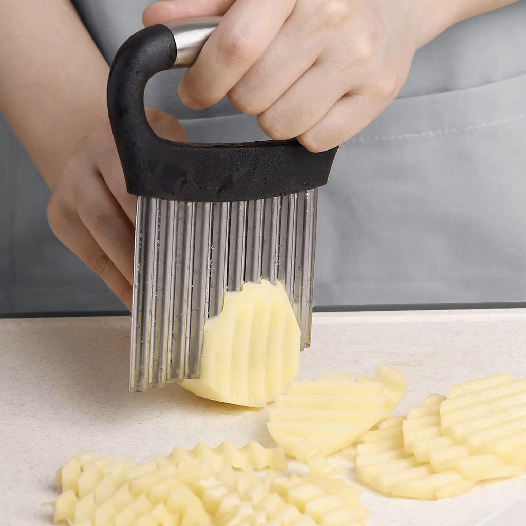 Stainless Steel Wavy Potato Cutter, Crinkle Cutting Tool For Potato, Onion And Vegetables