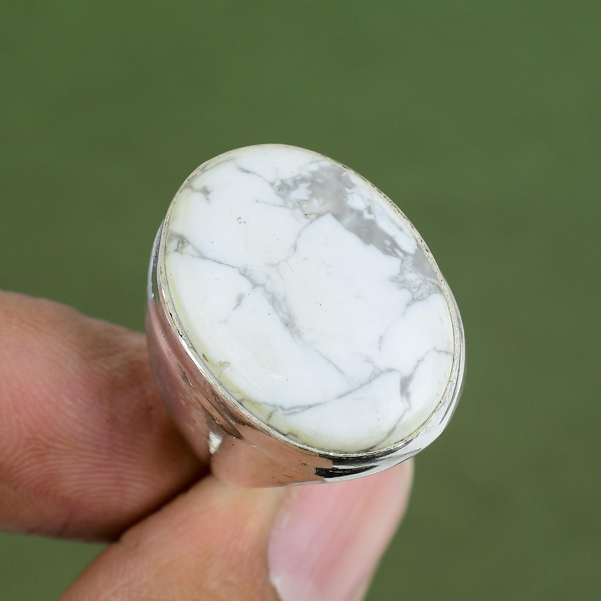 Howlite Ring 925 Sterling Silver Ring Antique Jewelry Handmade Gemstone Ring Very Pretty Silver Jewelry Gifts For Him Available In Ring Size