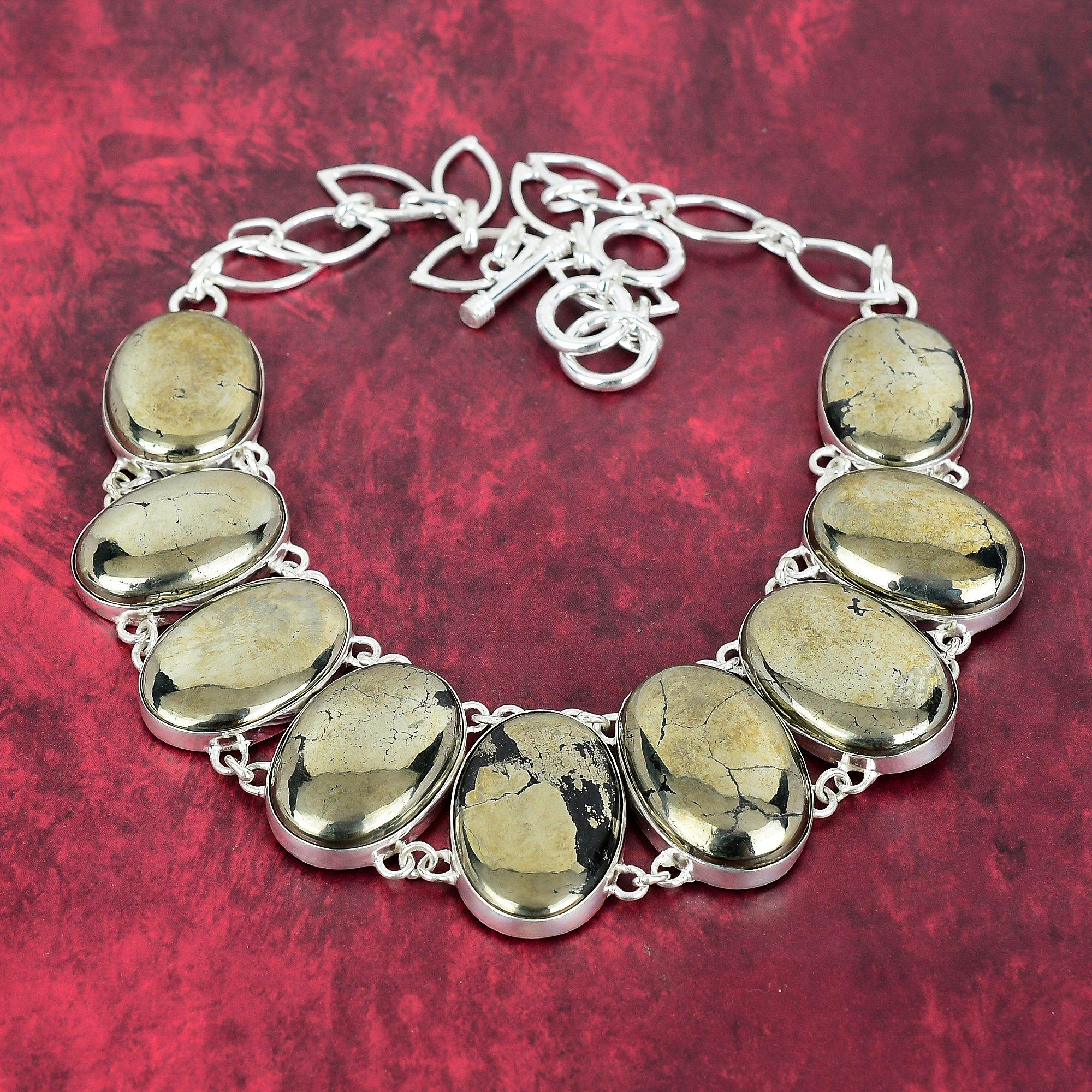 Natural Pyrite Necklace Gemstone Jewelry, 925 Solid Sterling Silver Necklace, Adjustable Handmade Chain Necklace Jewelry