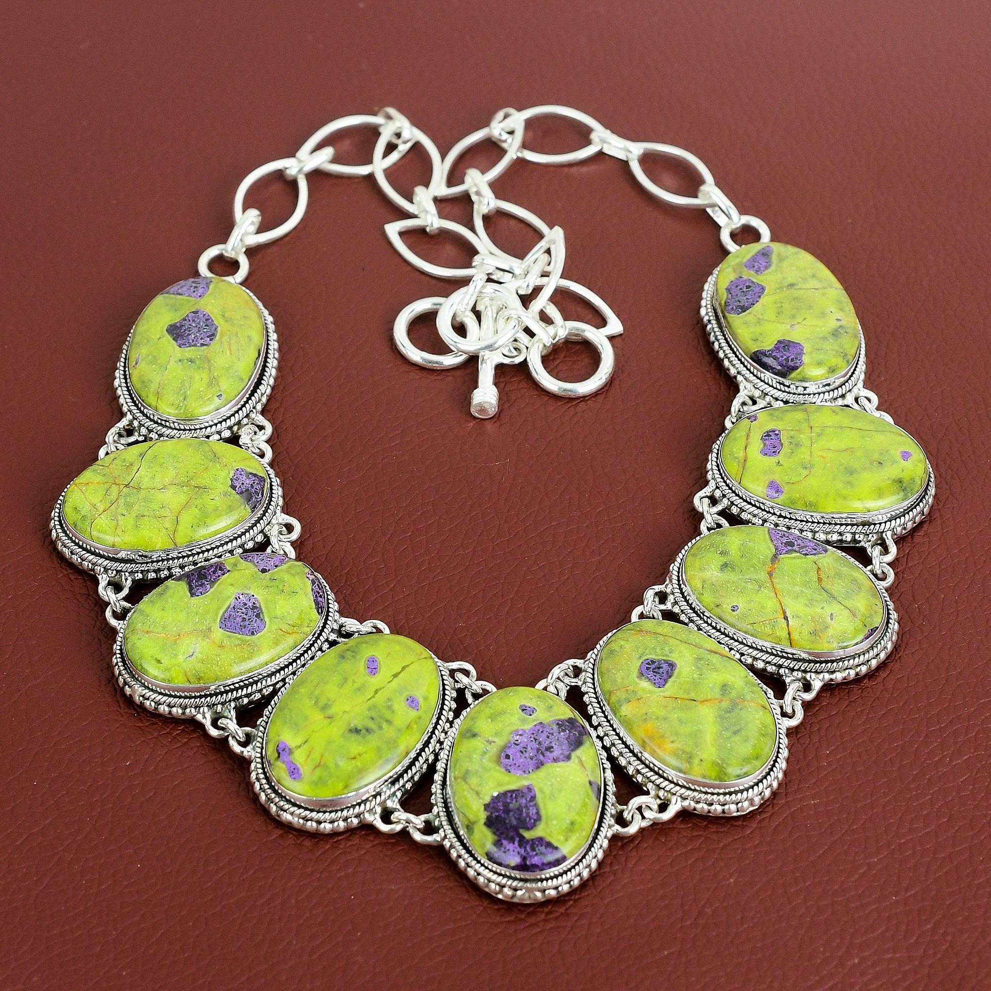 Stichtite Gemstone Necklace Handmade Necklace Amazing Vintage Jewelry 925 Sterling Silver Necklace Adjustable Chain Necklace Gifts For Mom