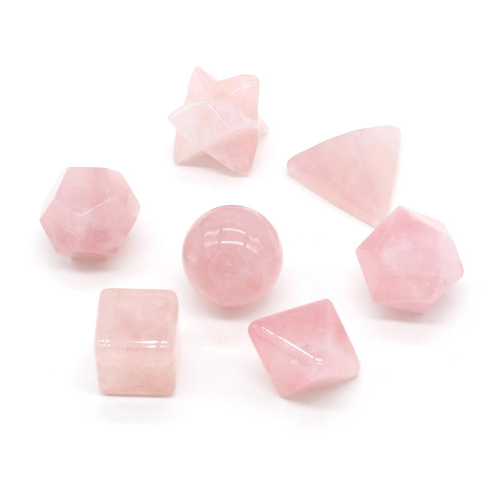 7Pcs/Set, Crystals Natural Platonic Solids Sacred Geometry Set, Polished Tumbled Stones Merkaba Star Kit for Reiki Chakra Balancing-Loose Gems Set