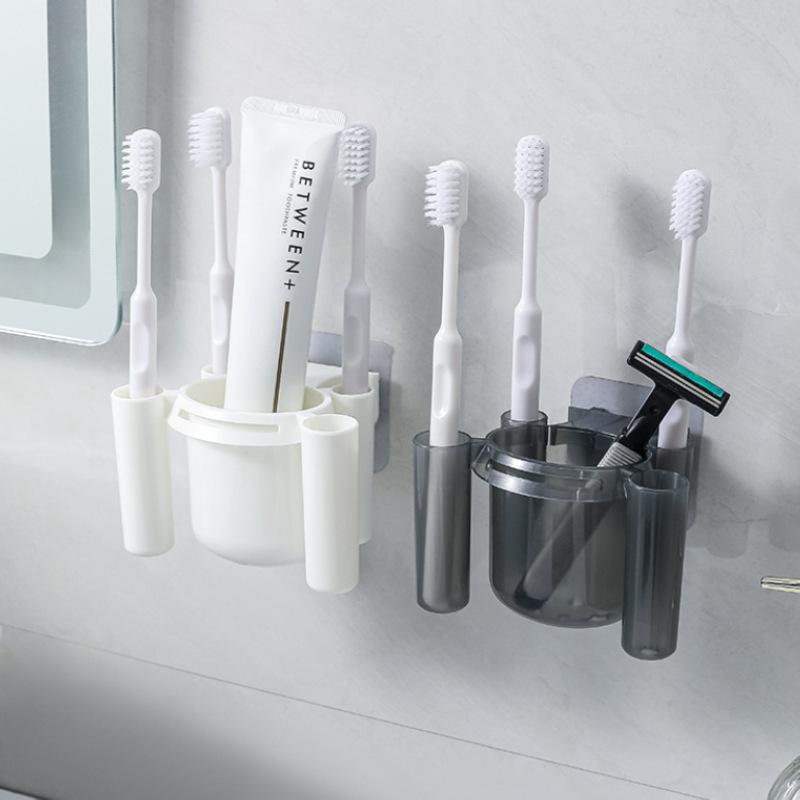 Koupelnové police Nástěnný držák na zubní kartáček Držák na zubní pastu s přísavkou Úložný stojan na toaletní potřeby Organizér Koupelnové doplňky