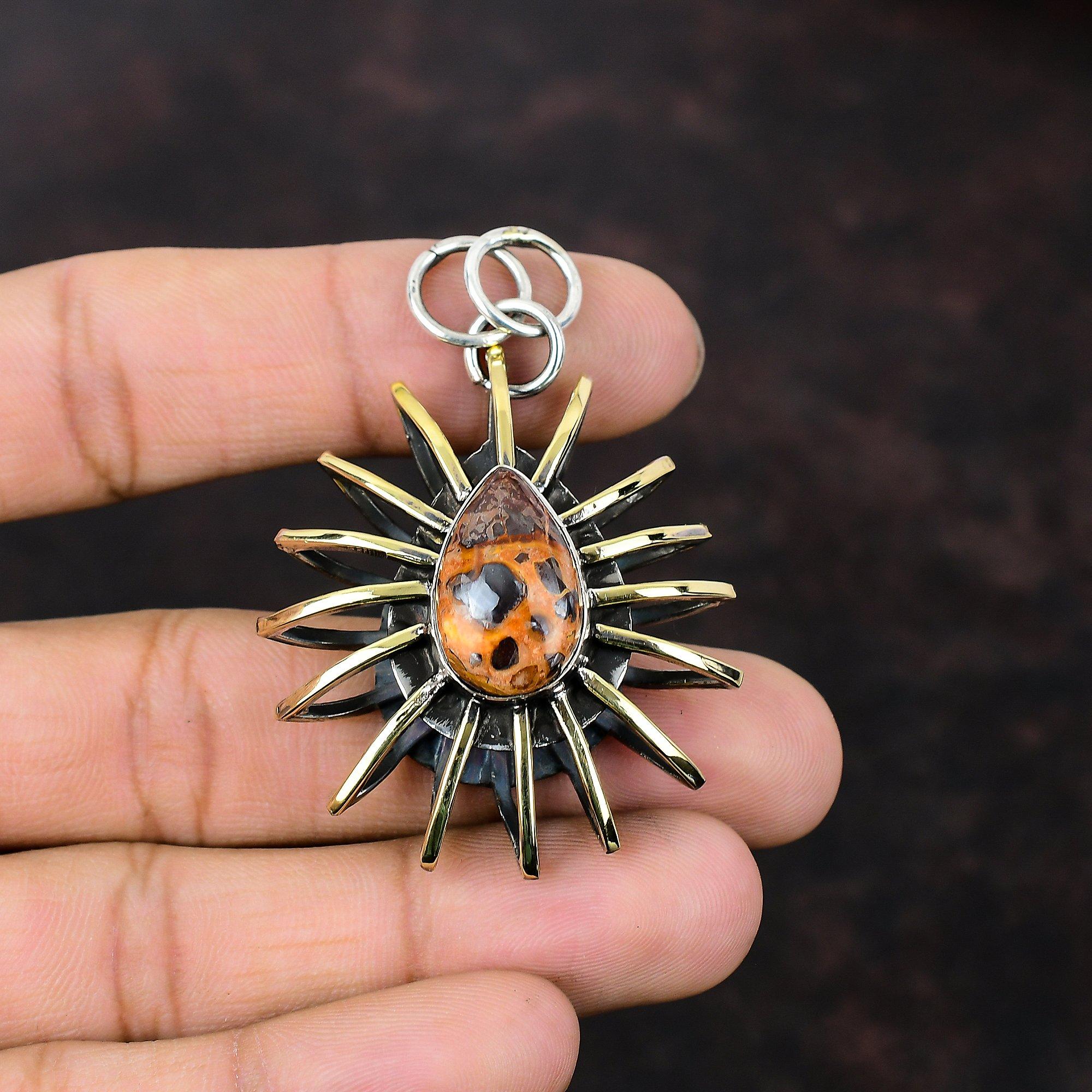 Bauxite Pendant 925 Sterling Silver Pendant Gemstone Pendant Handmade Jewelry 18K Gold Plated Cage Pendant Gift For Friend Beautiful Jewelry