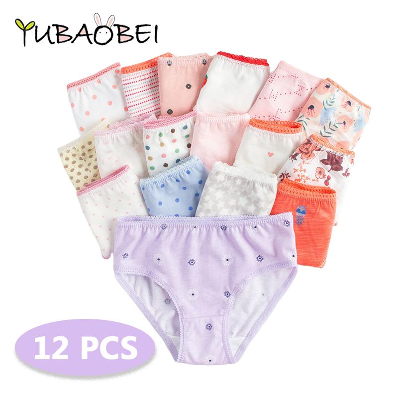 12 Pcs Cotton Baby Girls Briefs Children's Underwear Triangle Panties Kids Underpants 1-10Years