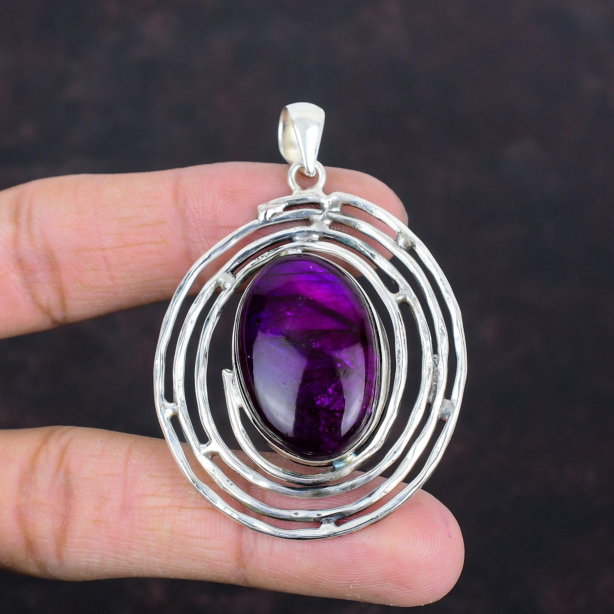 Purple Fire Labradorite Pendant Handmade Jewelry Gemstone Pendant 925 Sterling Silver Pendant Birthstone Pendant Gift For Him Silver Jewelry