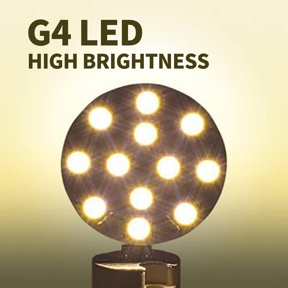 10 Pack G4 LED Bulbs AC/DC 12V 2W SMD2835 Super Bright for Recessed Puck Light Cabinet RV Interior Lighting