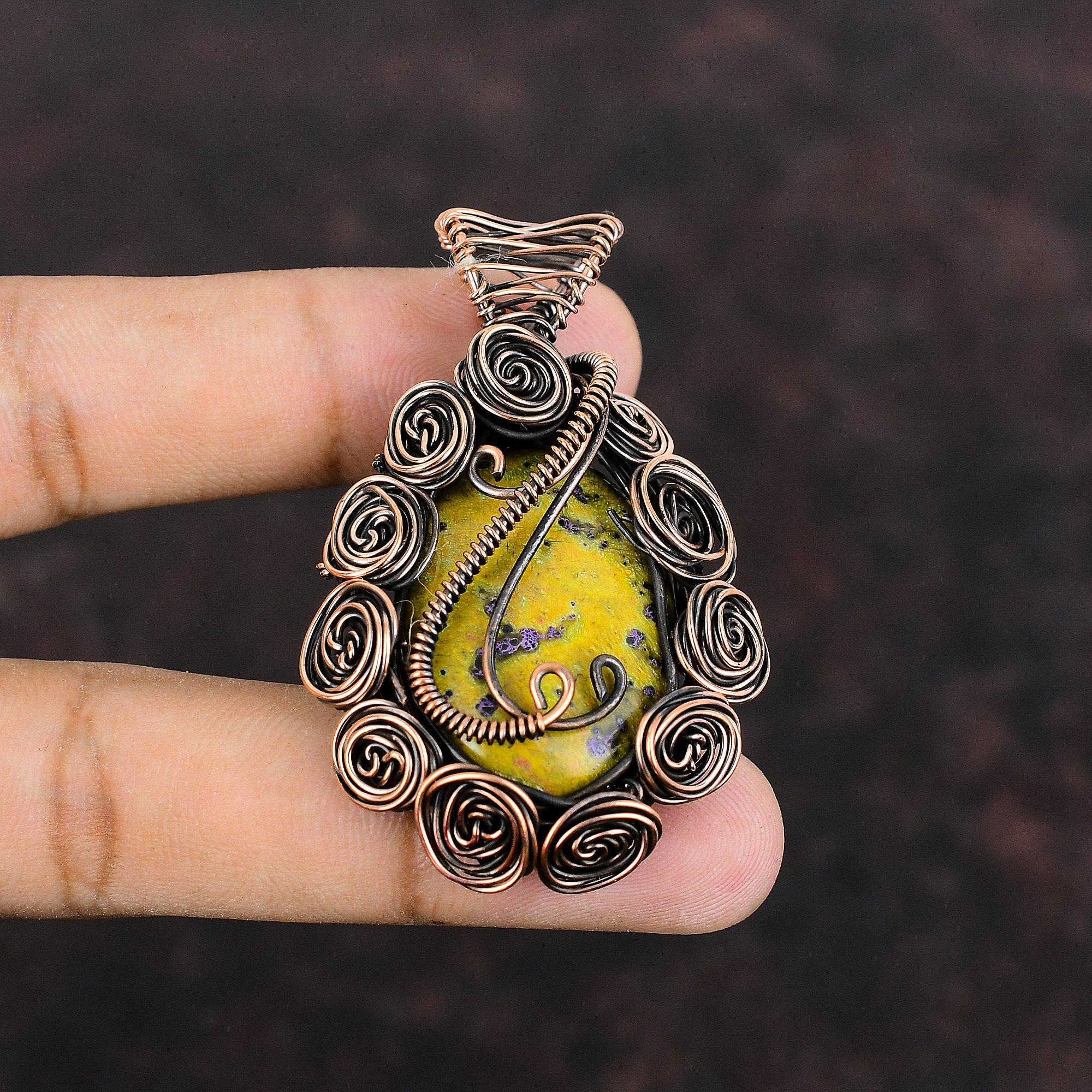 Stichtite Pendant Copper Wire Wrapped Pendant Gemstone Jewelry Handmade Pendant Copper Wire Wrapped Jewelry Gift For Mother Designer Jewelry