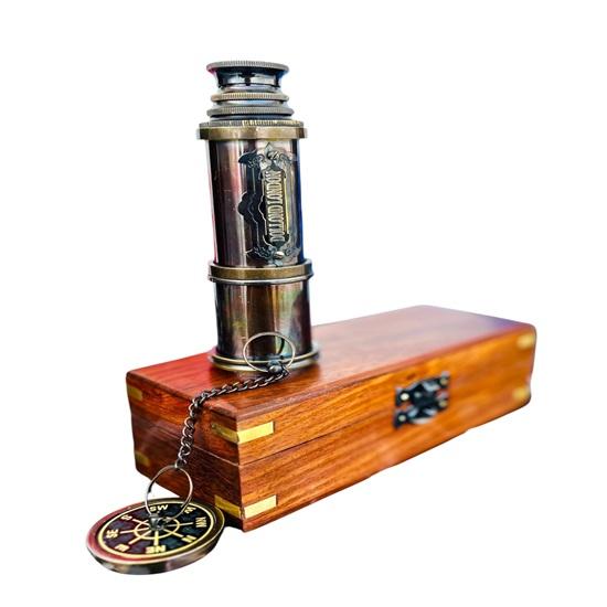 35.56 cm Working Telescope with Wood Box Engraved Spyglass Pirate Telescope Brass Telescope Anniversary Gifts For Husband Boating Gift