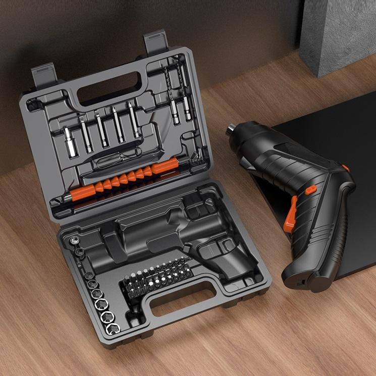 Set di cacciavite elettrico ricaricabile da 47 pezzi Cavo di ricarica USB, Valigetta Cacciavite portatile a mano a litio senza fili per uso domestico