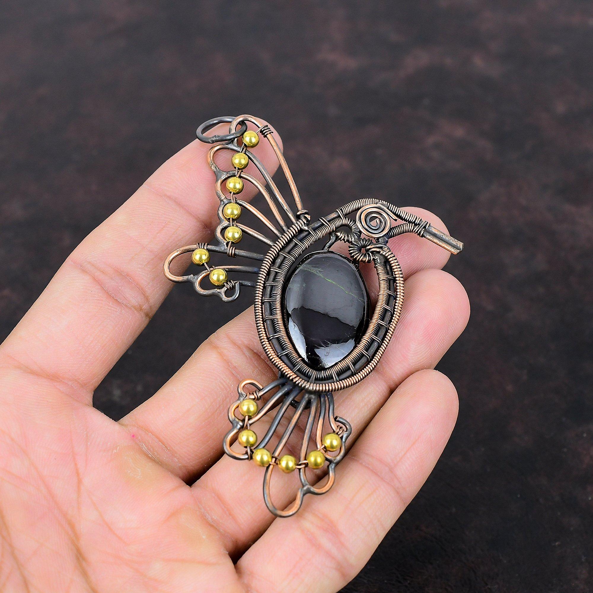 Sugilite Pendant Copper Wire Wrapped Pendant Handmade Pendant Bird Jewelry Unique Pendant Copper Wire Jewelry Gemstone Pendant Gift For Him