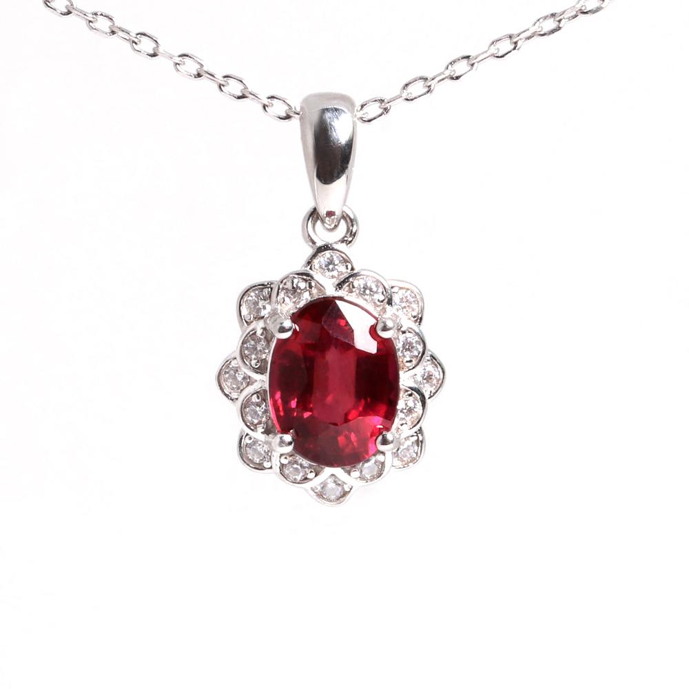 Natural Filled Ruby July Birthstone 925 sterling silver pendant necklace for Women Wedding Banquet Gifts Rare Precious