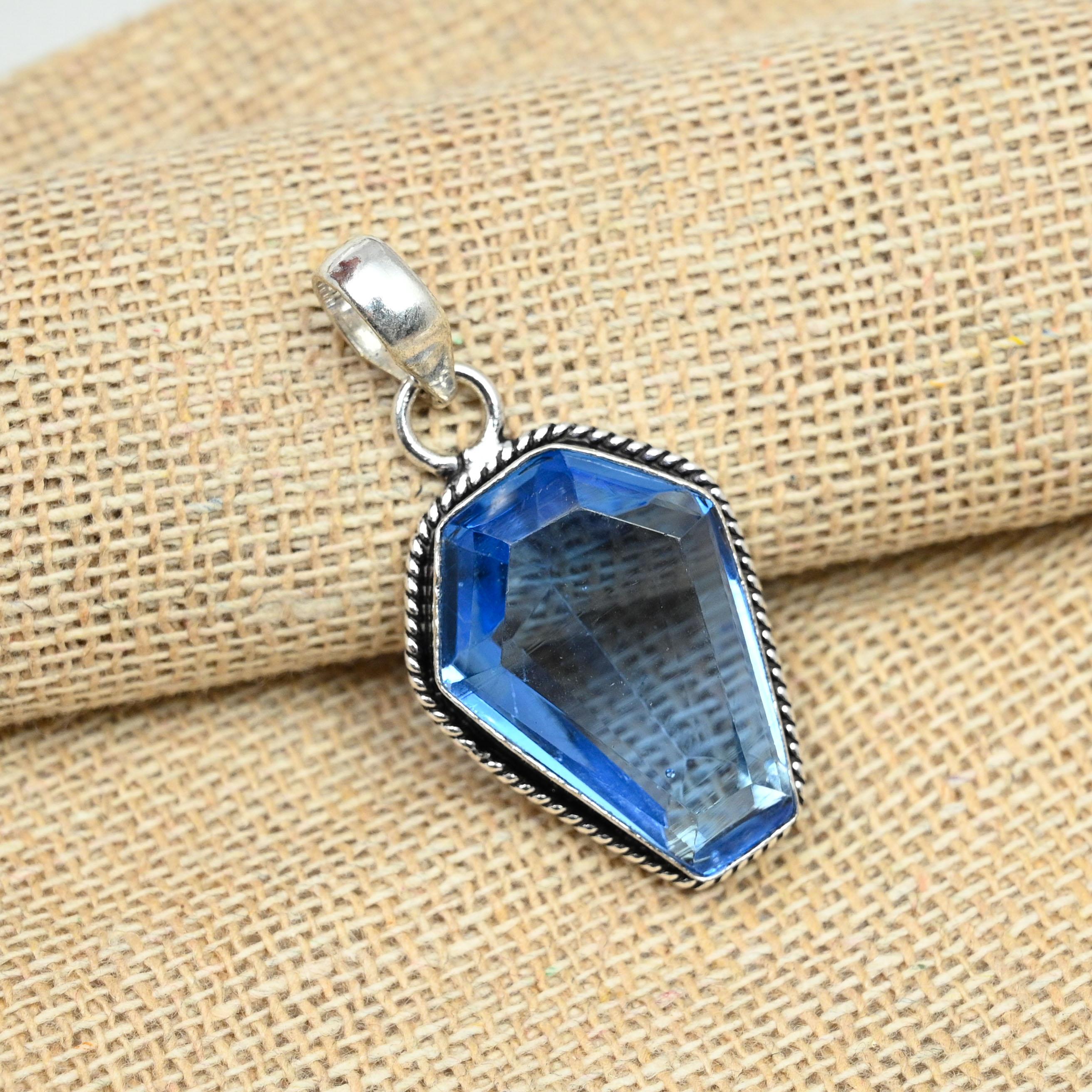 Tanzanite Gemstone Handmade Solid 925 Silver Pendant Memorial Gift Jewelry For Her