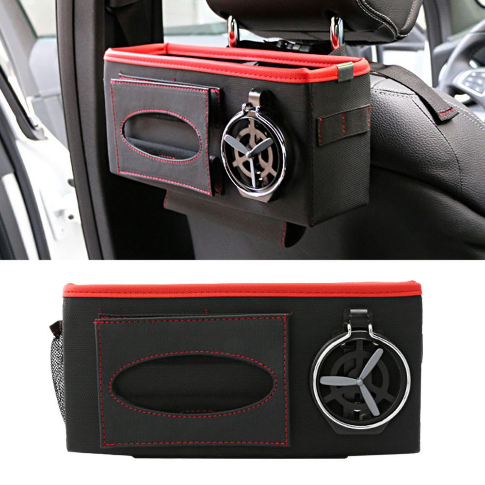 Leather Car Seat Handbag Holder Large Capacity Tissue Bag Storage Headrest Backseat Napkin Holder Purse Phone Water Cup Pockets