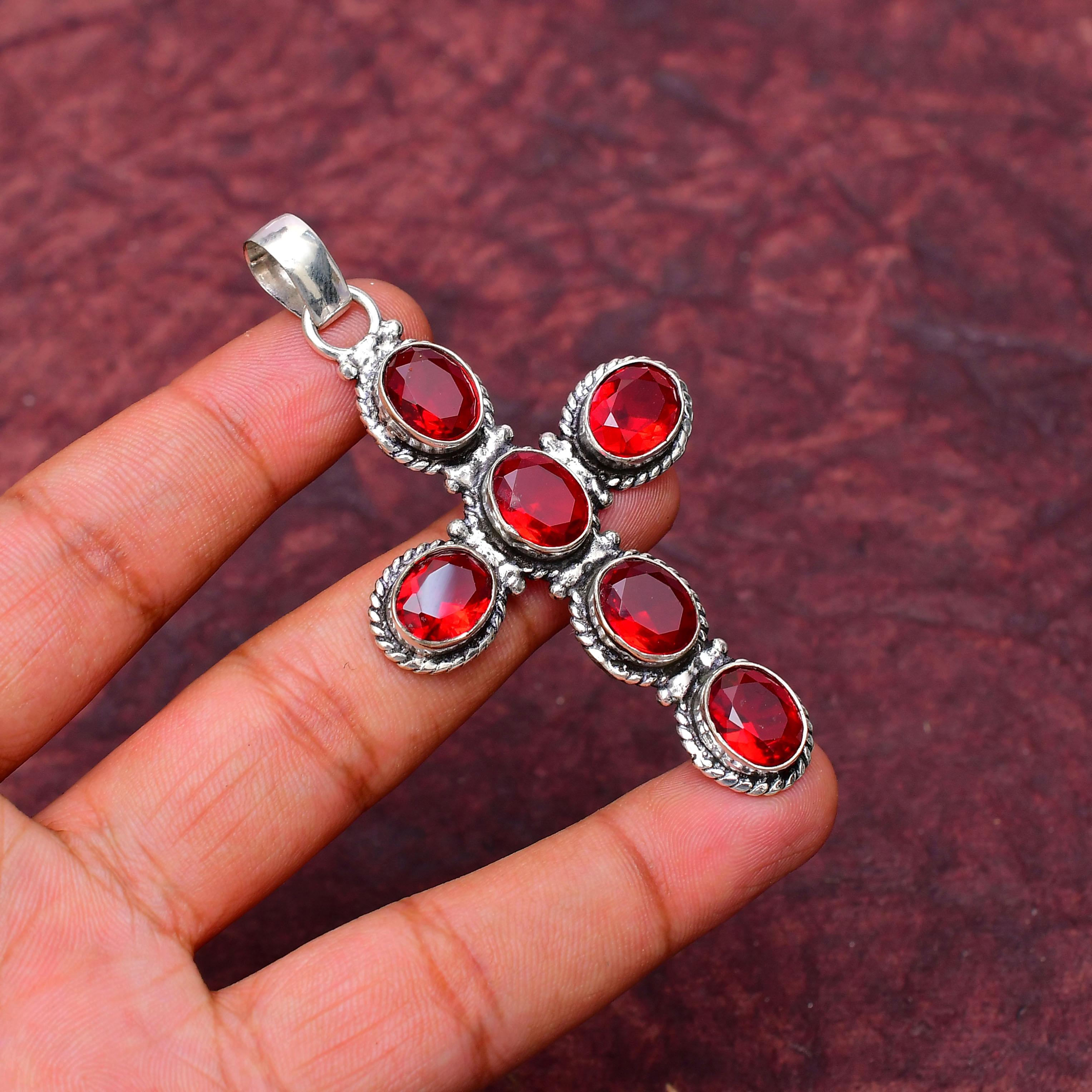 Awesome Garnet Gemstone Pendant: 925 Sterling Silver Handmade Pendant Necklace Jewelry