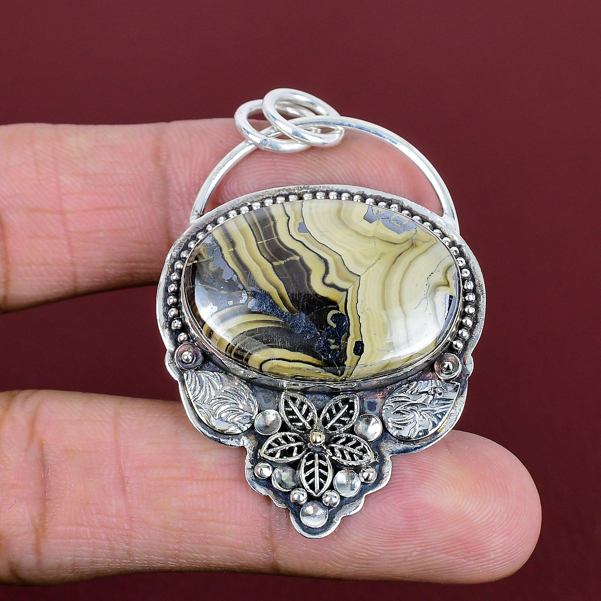 Schalenblende Gemstone Pendant Flower Pendant Handmade Jewelry 925 Sterling Silver Pendant Brand New Pendant Gifts for Her Designer Jewelry